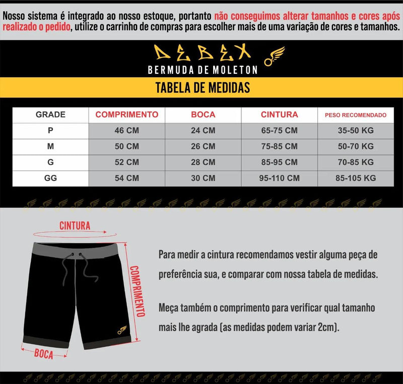 Bermuda de Moletom Shorts para a Academia, Treino Masculino, contendo 3 bolsos com Elástico e Cordão - Infinital Place